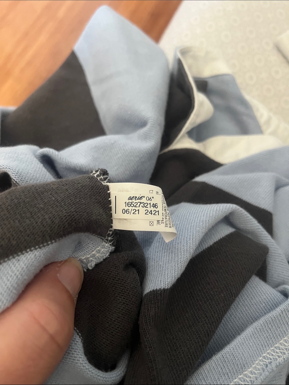 aerie Striped Rugby Pullover in Navy, White & Light Blue - Picture 5 of 5
